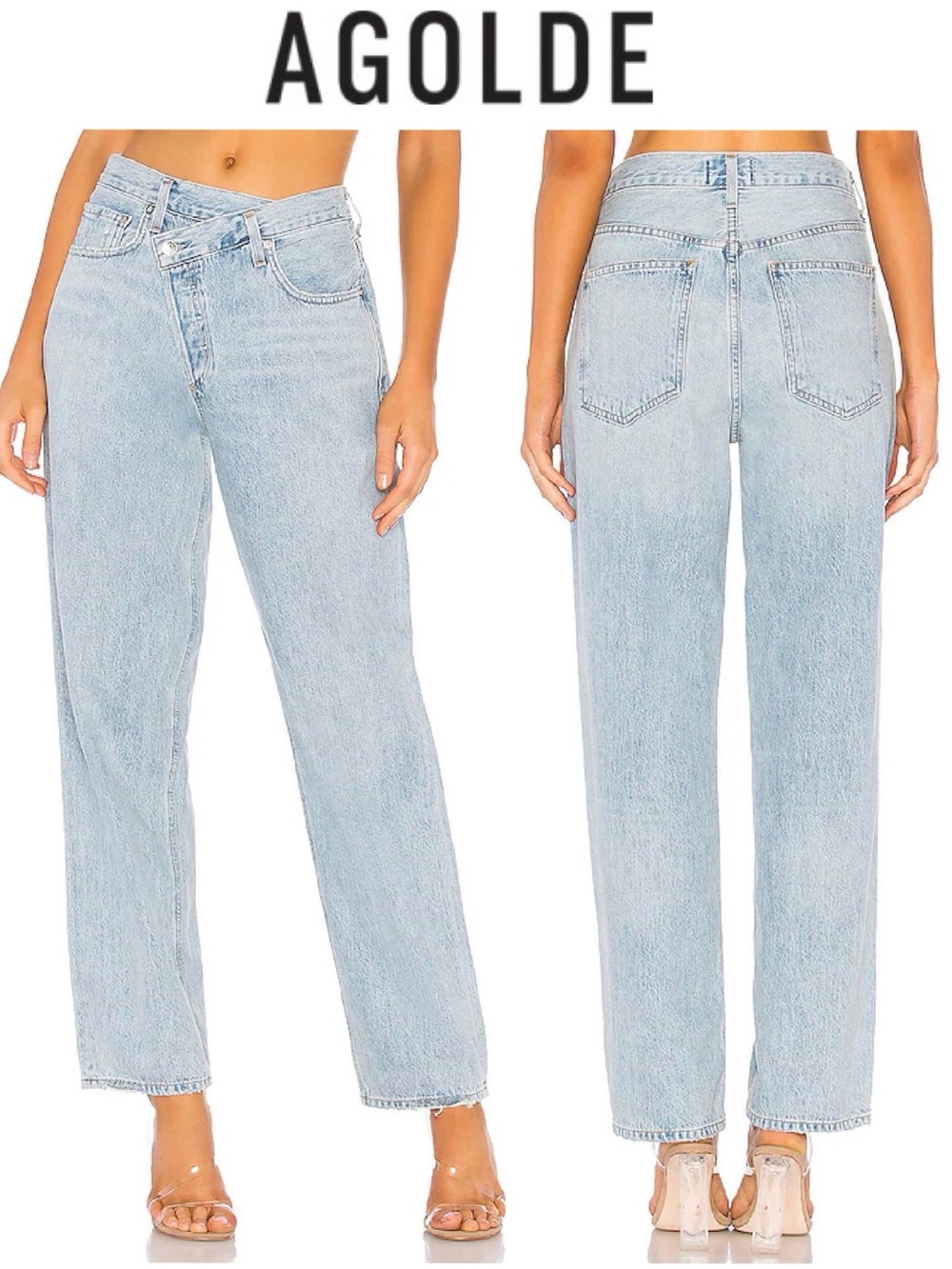 ⁠AGOLDE Criss Cross Upsized Jean Suburbia Light Wash Asymmetric Denim Pants 22⁠